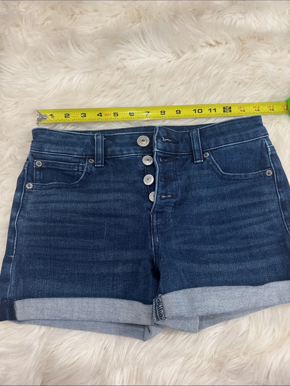 AE DarkButton-Front Women’s Denim Shorts 4